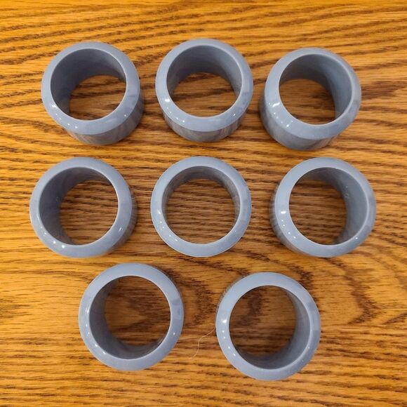 Round Plastic Napkin Rings Set of Eight Country Blue 60s-70s Retro Vintage - Picture 5 of 6